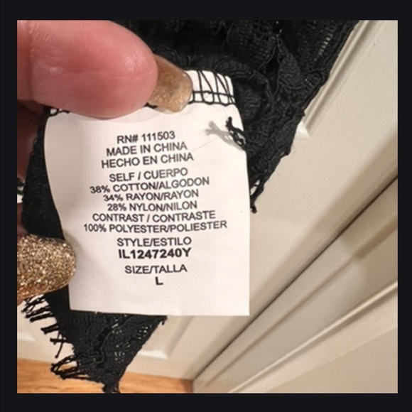 NEW! Lily White size large black lace pullover top. - Picture 7 of 8